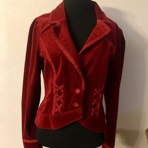 White House Black Market Red Velvet Jacket